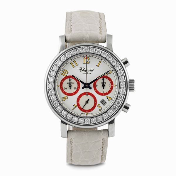 CHOPARD - Elegante Mille Miglia ref. 8355, acciaio e diamanti, cronografo al quarzo, circa 2000