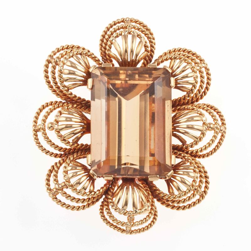 Citrine and gold brooch/pendant  - Auction Jewels - Cambi Casa d'Aste