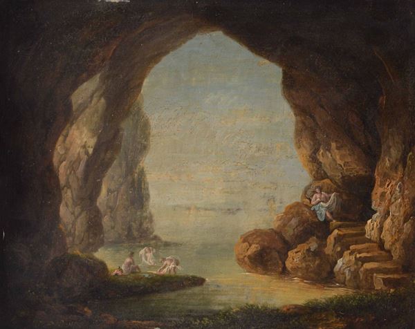 Scuola italiana del XVIII secolo Fanciulle al bagno entro grotta