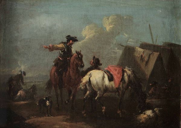 Augustus Querfurt (Wolfenbüttel 1696 - Vienna 1761) Accampamento con cavalieri