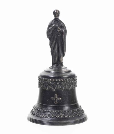 Campanello in Bronzo con Impugnatura Raffigurante San Pietro.fonditore del XIX Secolo