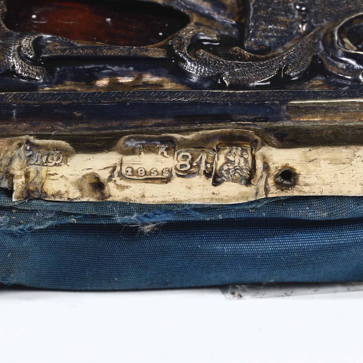 La Vergine di Vladimir Icona su Tavola, Riza in Argento Sbalzato, Traforato e Cesellato Mosca 185...