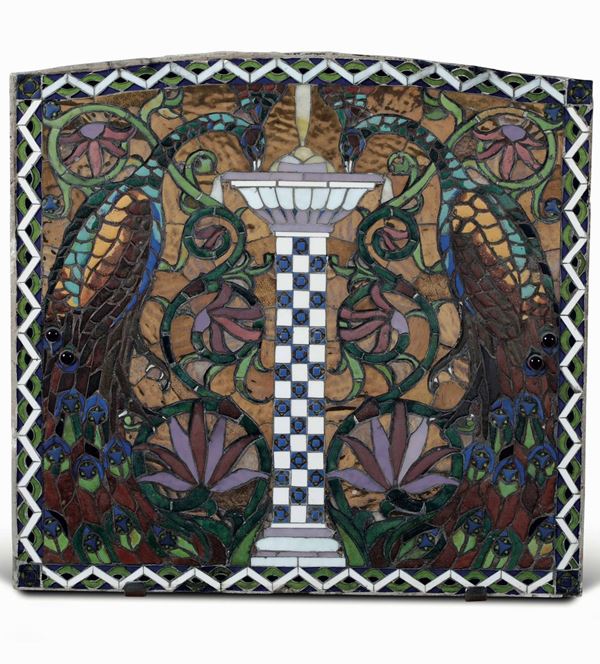 Mosaico raffigurante pavoni Pietro Bevilacqua (1876-1970) 1908 circa