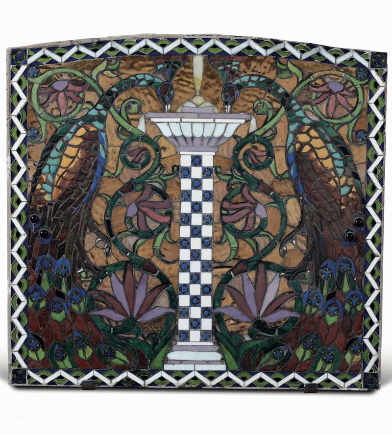 Mosaico raffigurante pavoni Pietro Bevilacqua (1876-1970) 1908 circa  - Asta Importanti Opere e Arredi - Cambi Casa d'Aste