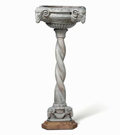 Vasca in Marmo Marmo Bianco e Rosso di Verona Lapicida del XIX Secolo