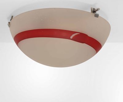Plafoniera con Struttura in Metallo e Diffusore in Vetro.