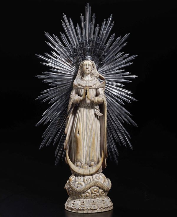 An ivory Madonna, Goa or Philippines, 1700s
