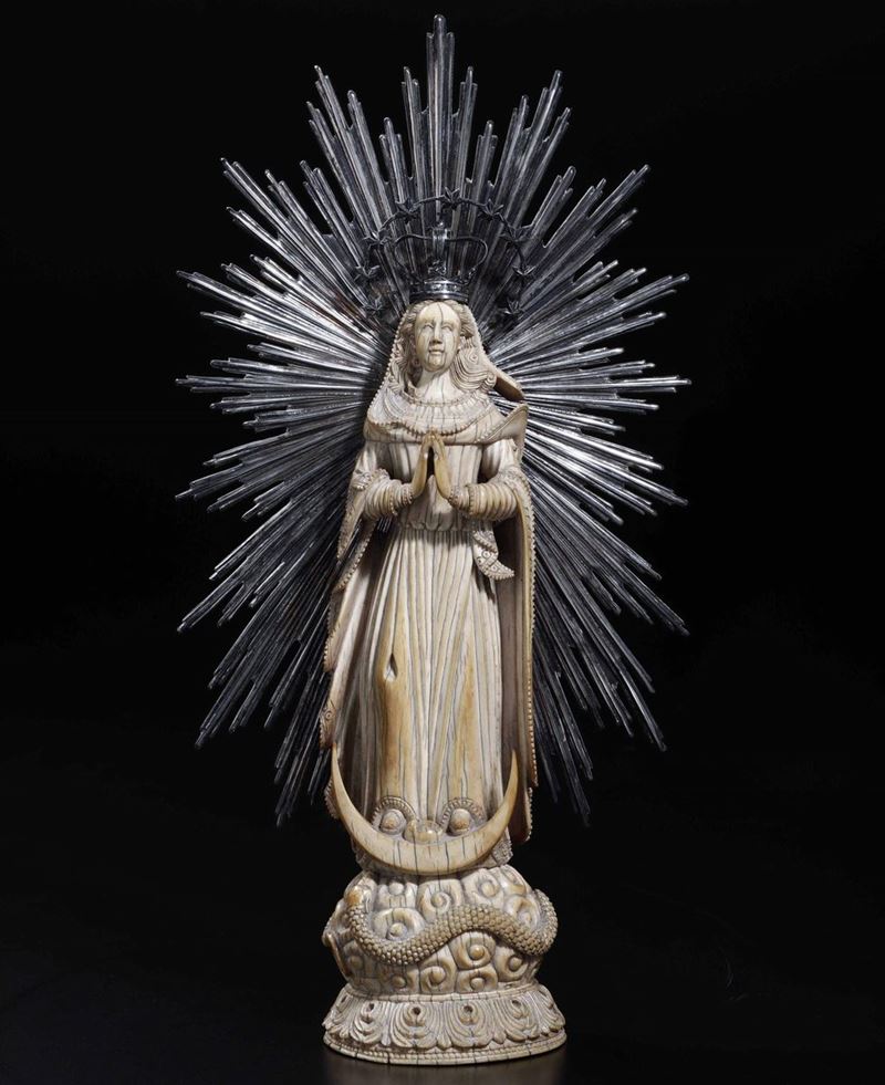 An ivory Madonna, Goa or Philippines, 1700s  - Auction Sculpture and Works of Art - Cambi Casa d'Aste