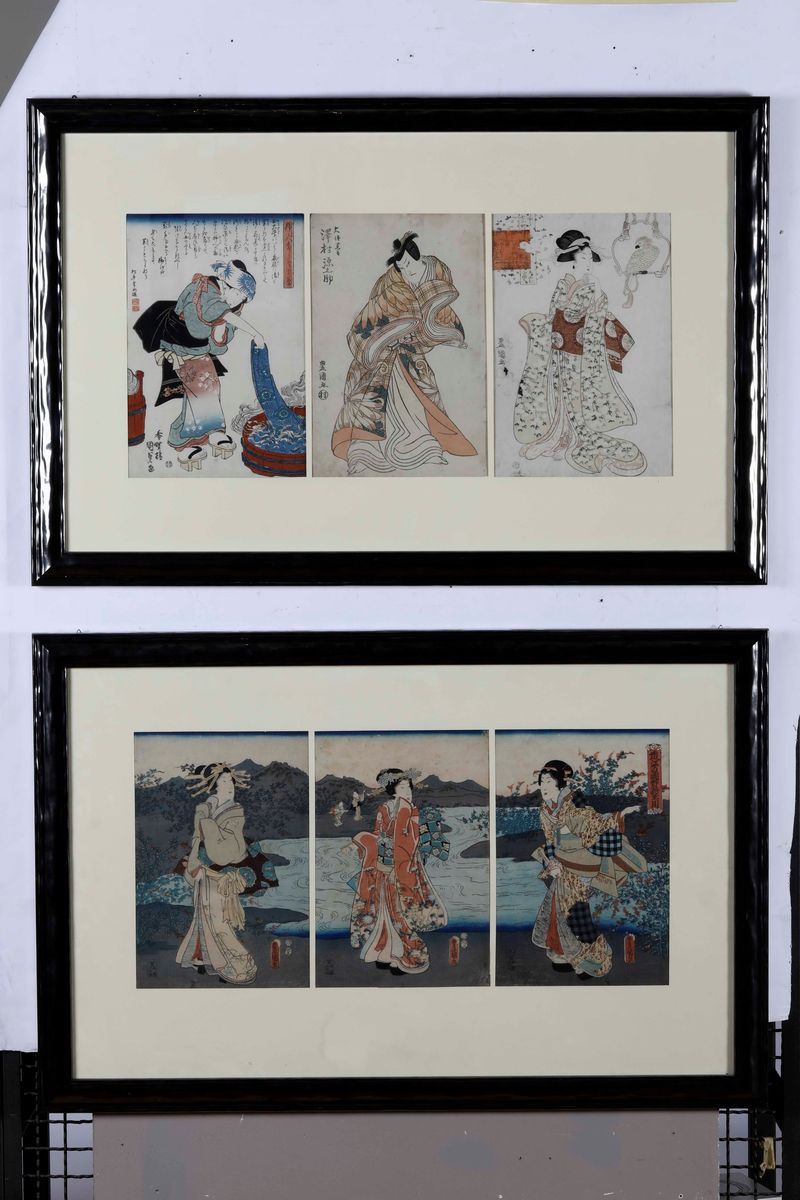 Coppia di cornici con stampe giapponesi Stampe giapponesi entro cornici  - Auction Old Prints and Engravings | Cambi Time - Cambi Casa d'Aste