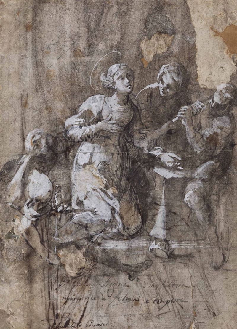 Ludovico Carracci (Bologna 1555-1619), attribuito a Martirio di Santa  - Asta Disegni Antichi - Cambi Casa d'Aste
