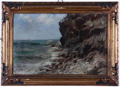 Luigi Napoleone Grady (1860-1949)mareggiata a Monterosso