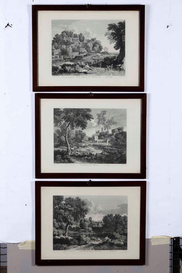Tre stampe raffiguranti paesaggi,  Inghilterra XX sercolo