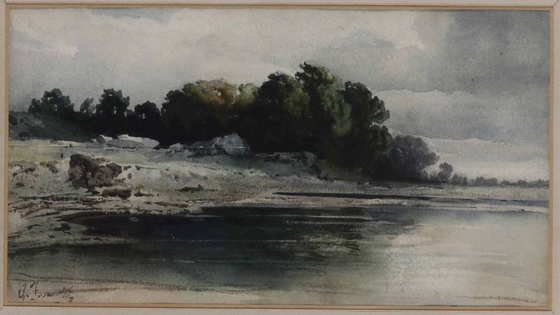 Pittore del XIX-XX secolo Paesaggio fluviale  - Asta Dipinti del XIX e XX Secolo | Cambi Time - Cambi Casa d'Aste
