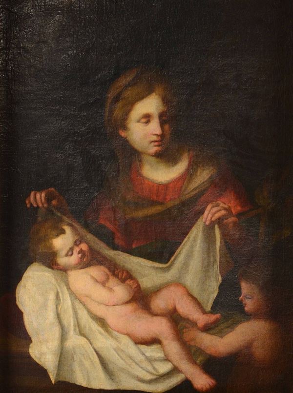 Scuola emiliana del XVIII secolo Madonna con Bambino e San Giovannino