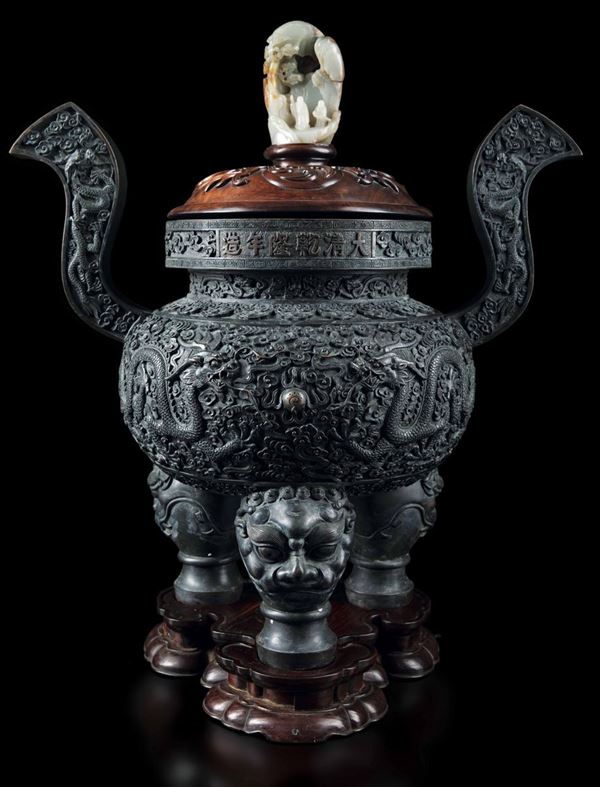 A bronze tripod censer, China, Qing Dynasty
