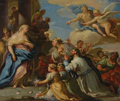 Luca Giordano (napoli 1634-1705), Attribuito Apsiche Onorata dal Popolo