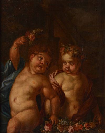 Scuola Italiana del XVII Secoloputti Adornati di Fiori