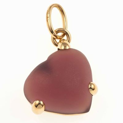 Pomellato. Pendente Cuore con Vetro Rosso Smerigliato