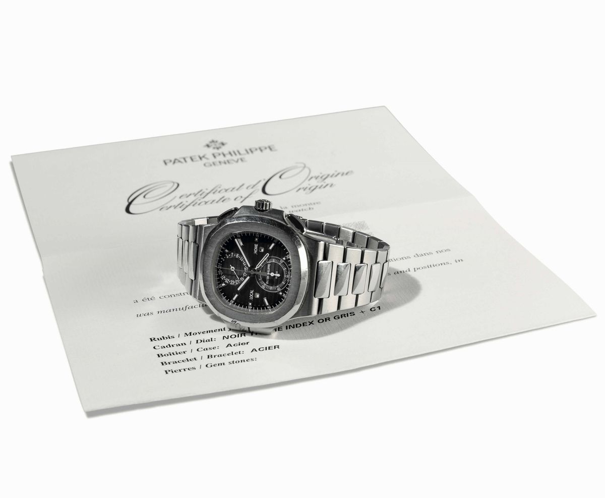 Patek Philippe - Importante Nautilus 5990/1a, Dual Time Zone, Cronografo, Automatico, Circa 2015,...