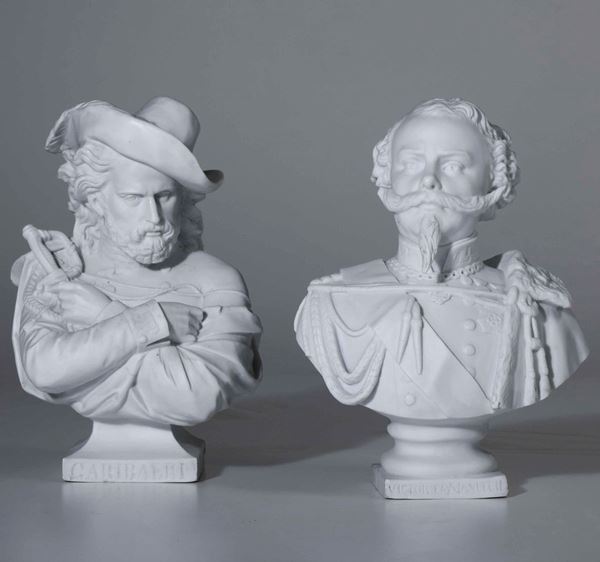 Due busti Garibaldi e Vittorio Emanuele II Italia, Manifattura indeterminata, XX secolo