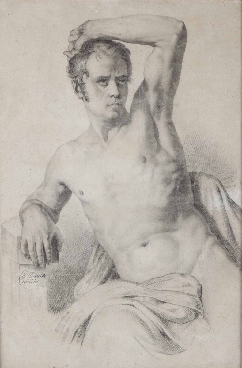 Vincenzo Camuccini (Roma 1771-1844) Ritratto virile in vesti antiche  - Auction Old Master Drawings - Cambi Casa d'Aste