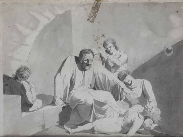 Luigi Sabatelli (Firenze 1772 - Milano 1850) Il conte Ugolino in carcere con i figli