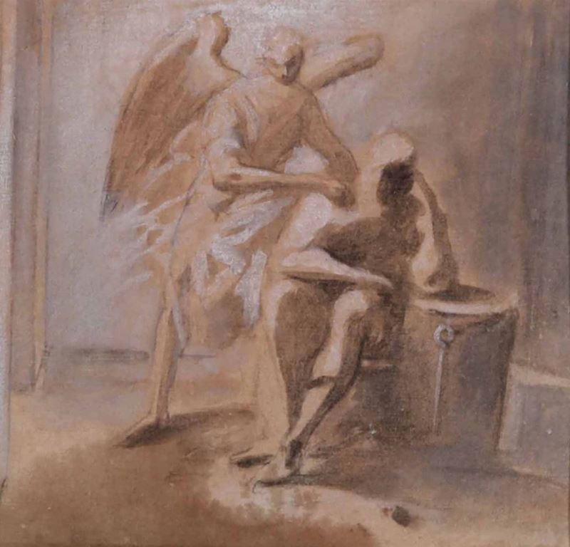Scuola italiana del XIX secolo San Pietro e l’angelo  - Asta Disegni Antichi - Cambi Casa d'Aste