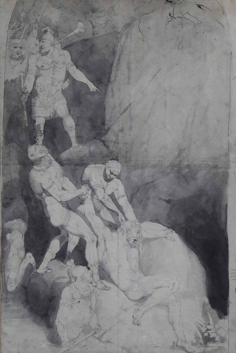 Scuola neoclassica italiana della fine del XVIII secolo Scena di martirio  - Auction Old Master Drawings - Cambi Casa d'Aste