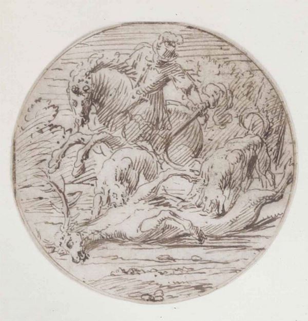 Scuola napoletana del XVII secolo Caccia al cervo