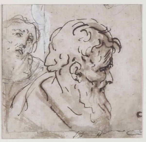 Salvator Rosa (Napoli 1615 - Roma 1673), attribuito a Studio di teste