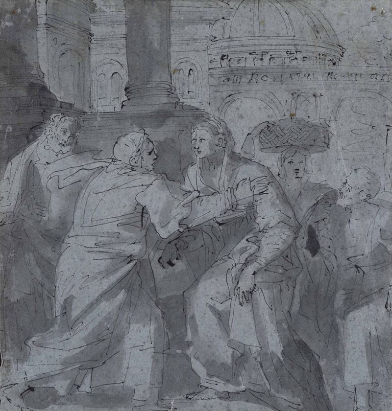 Scuola della fine del XVIII secolo Visitazione  - Auction Old Master Drawings - Cambi Casa d'Aste