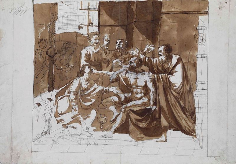 Scuola neoclassica della fine del XVIII secolo Morte di Seneca  - Asta Disegni Antichi - Cambi Casa d'Aste