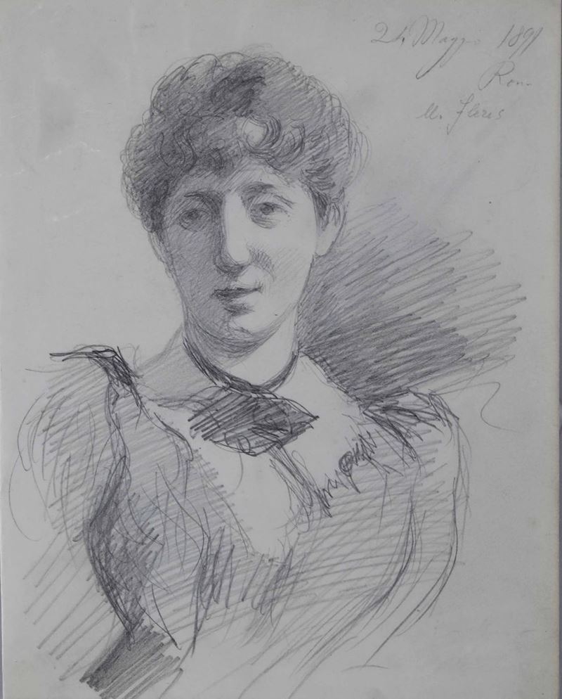 Artista della fine del XIX secolo Ritratto di donna  - Auction Old Master Drawings - Cambi Casa d'Aste