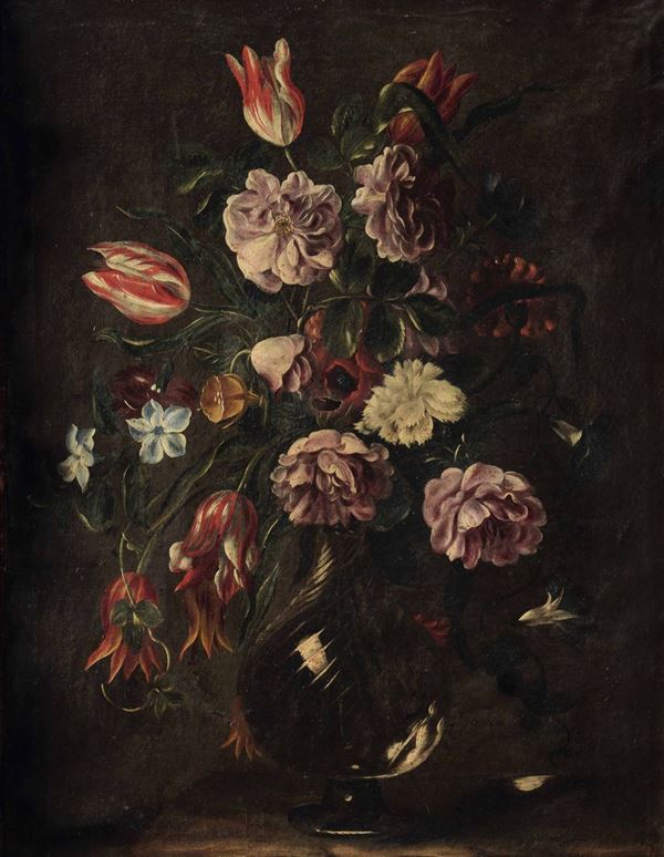Mario Nuzzi (Roma 1603-1673), attribuito a Natura morta con vaso di fiori