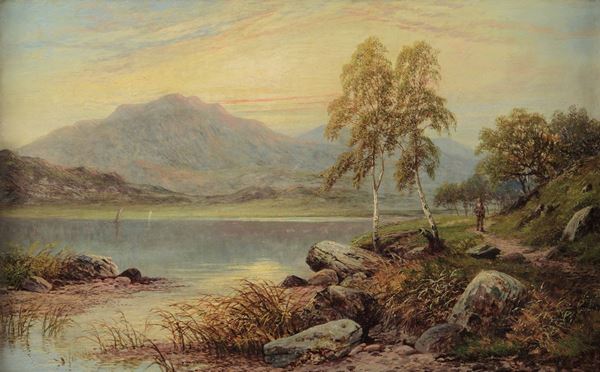 Scuola inglese del XIX secolo Paesaggio lacustre