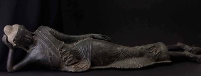 Figura di Buddha Sdraiato in Bronzo, Thailandia, XIX Secolo
