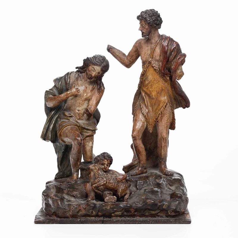 Battesimo di Cristo  Legno intagliato e dipinto Veneto XVIII secolo  - Auction Sculptures and Works of Art | Cambi Time - Cambi Casa d'Aste