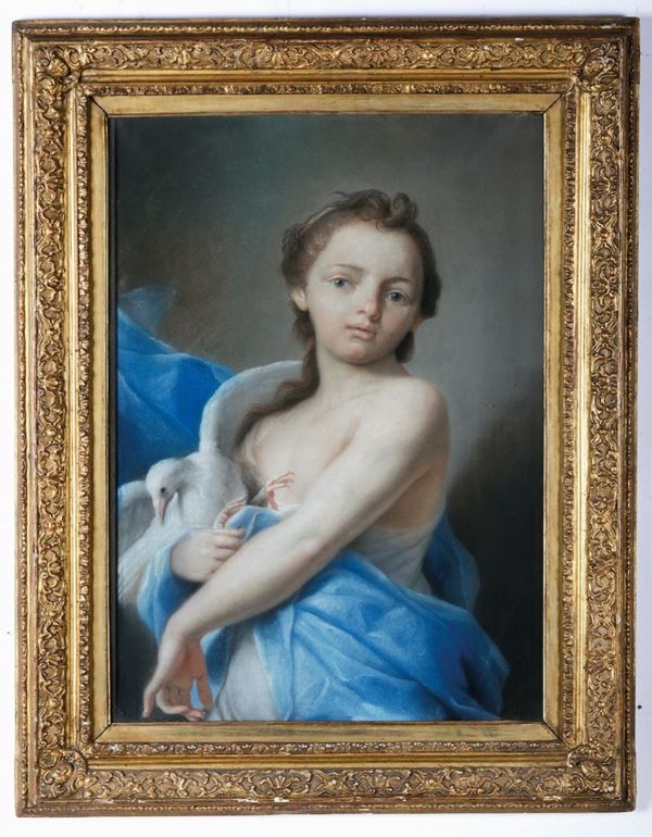 Rosalba Carriera (Venezia 1673-1757), ambito di Fanciulla con colomba