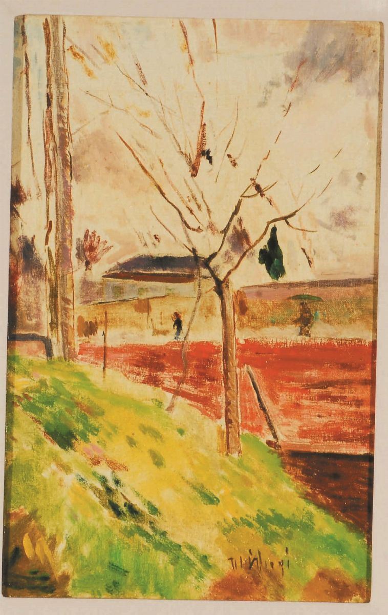 Ulvi Liegi : Ulvi Liegi (1859-1939) Il Muro Rosso  - Auction 19th and 20th Century Paintings - Cambi Casa d'Aste
