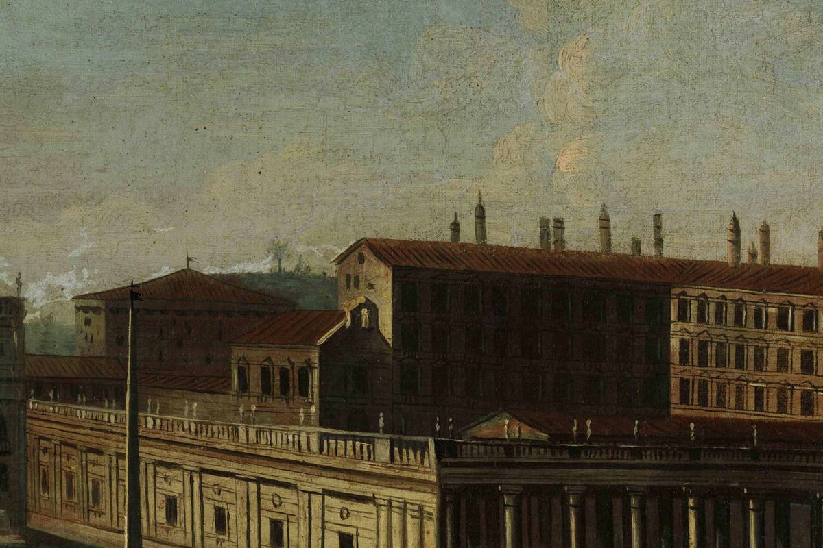 Scuola Romana del XVIII Secoloveduta Aerea del Colonnato di San Pietro