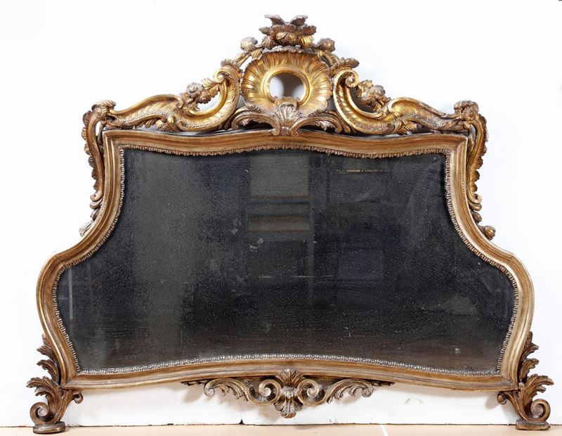Specchiera in legno intagliato e dorato, XIX secolo  - Asta Antiquariato | Cambi Time - Cambi Casa d'Aste