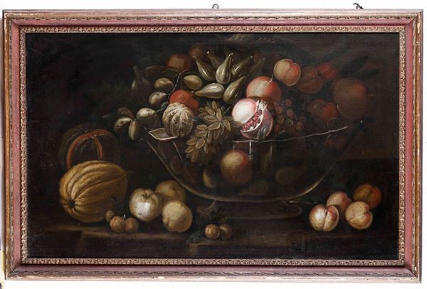 Scuola toscana del XVII secolo Nature morte con canestri di frutti