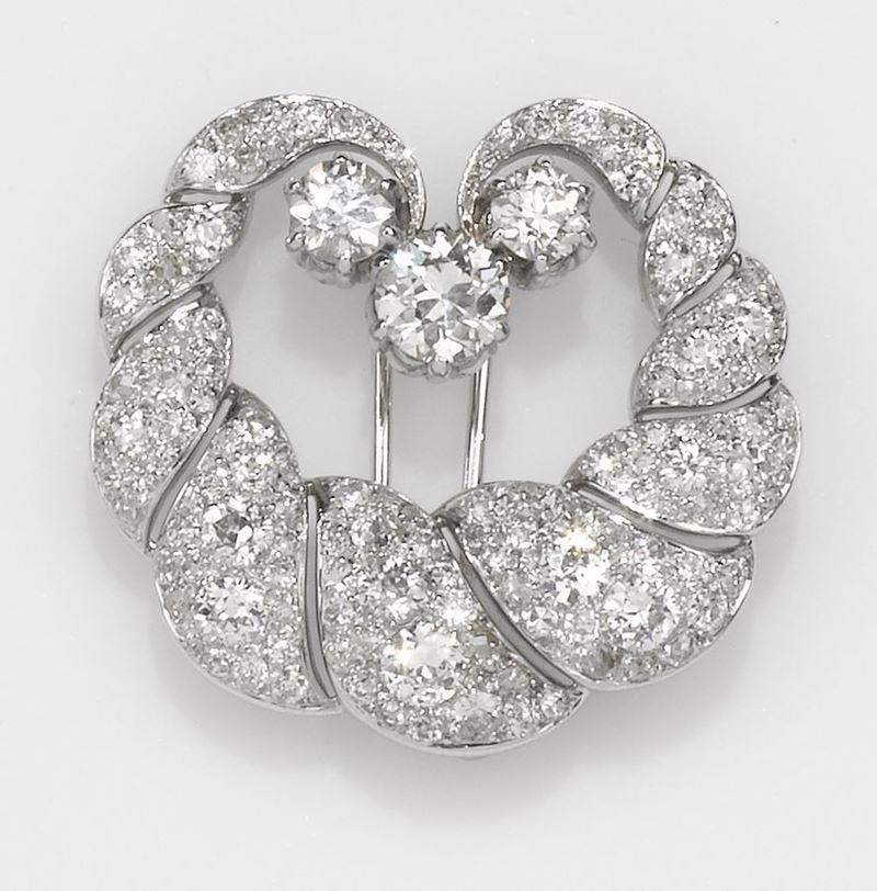 Clip con diamanti di vecchio taglio  - Auction Fine Jewels - III - Cambi Casa d'Aste