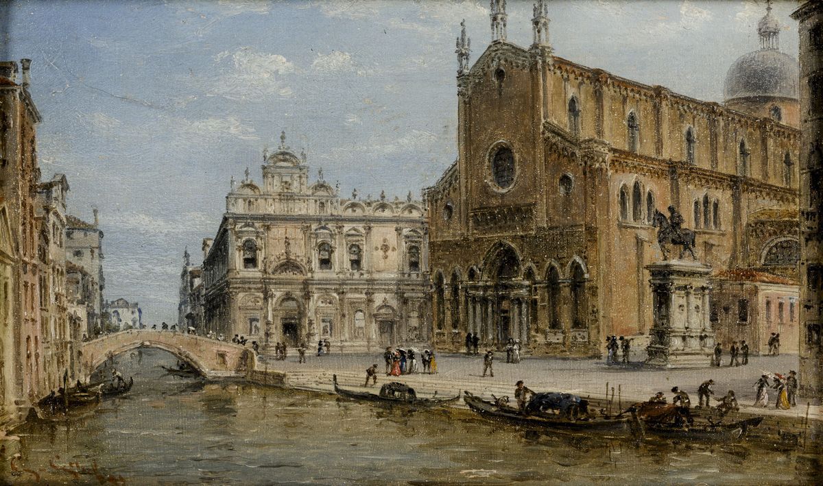 Giovanni Grubacs (venezia 1830 - Pola 1919)veduta di Palazzo Ducale e della Basilica dei Santi Gi...