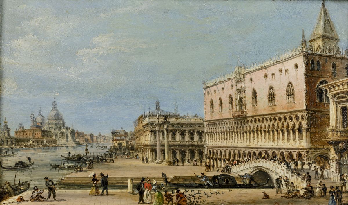 Giovanni Grubacs (venezia 1830 - Pola 1919)veduta di Palazzo Ducale e del Canal Grande