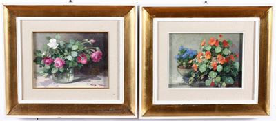 Giuseppe Pesa (1928-1992)coppia di Nature Morte con Fiori