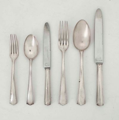 Servizio di Posate in Argento. Argenteria Italiana del XX Secolo. Argentiere Cesa, Alessandria