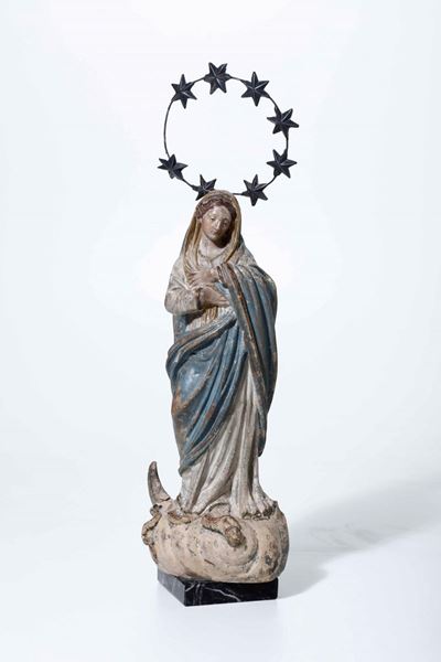 Immacolata Terracotta Policroma e Argento Plasticatore del XVIII-XIX Secolo