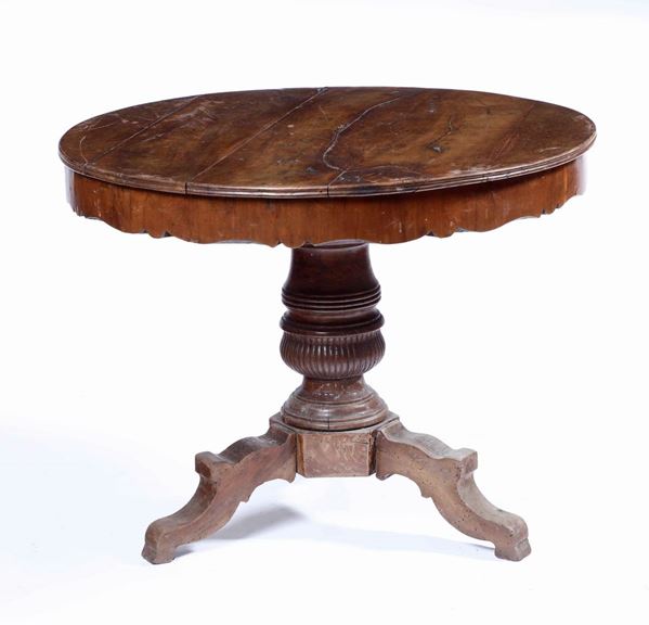 Tavolo con piano circolare in legno, XIX secolo