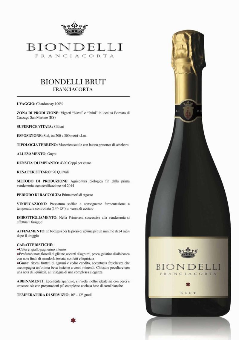 1 Mg Cantine Biondelli, Franciacorta Brut  - Auction Time Auction | In Vino Levitas - Cambi Casa d'Aste